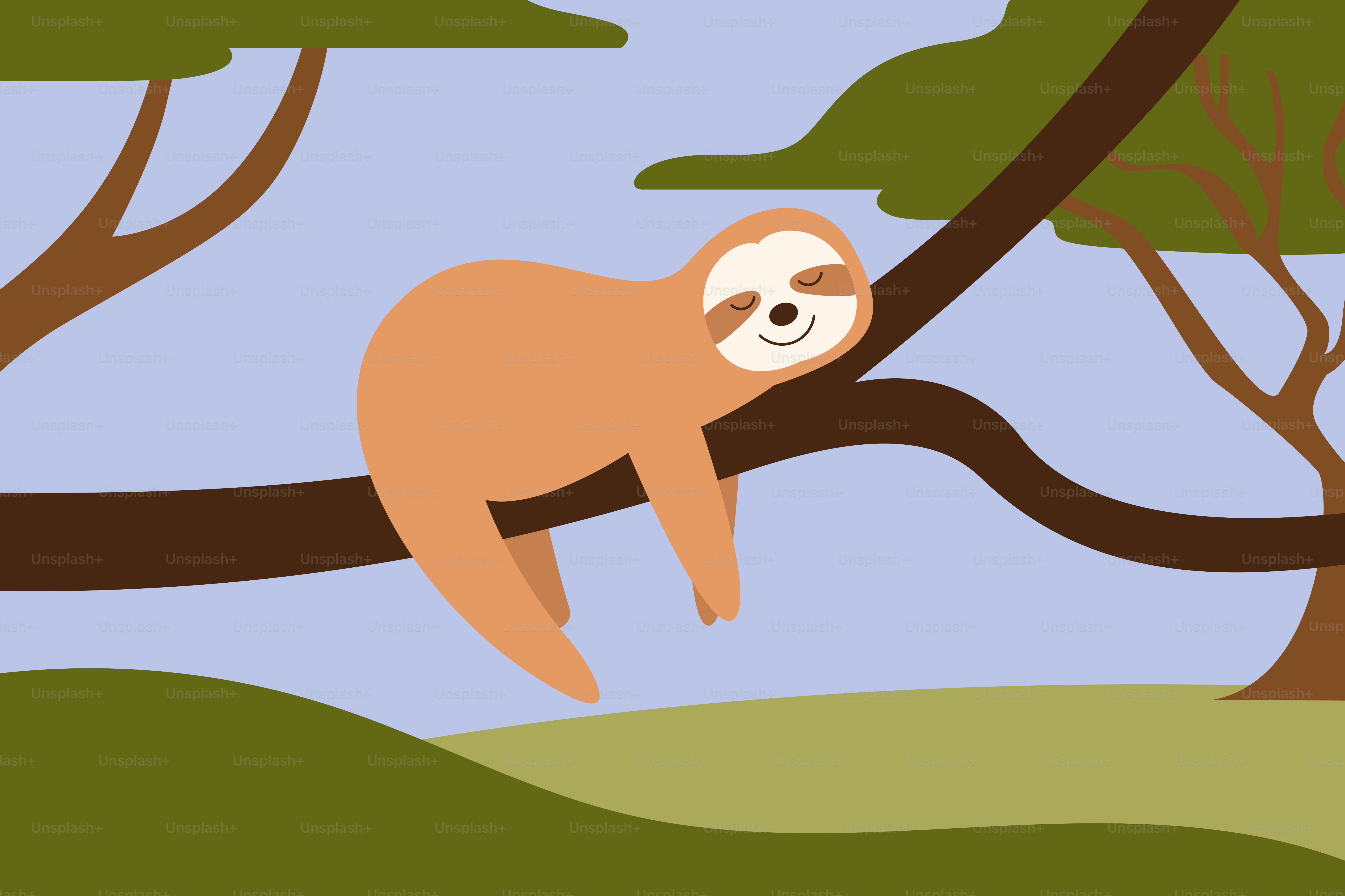 A cartoon of a slotty hanging from a tree