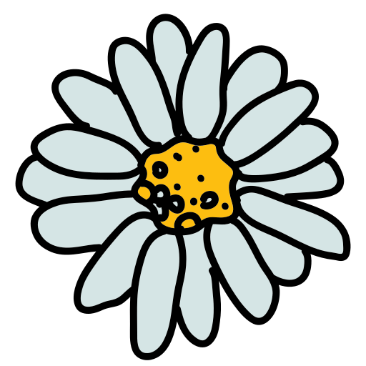 A drawing of a flower with a yellow center
