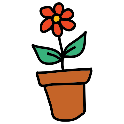 A flower in a pot with a green stem