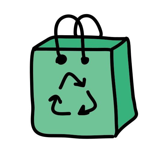 Un sac de courses avec un symbole de recyclage recyclable dessus