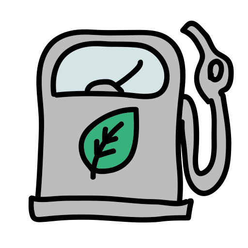 A drawing of a gas pump with a leaf on it