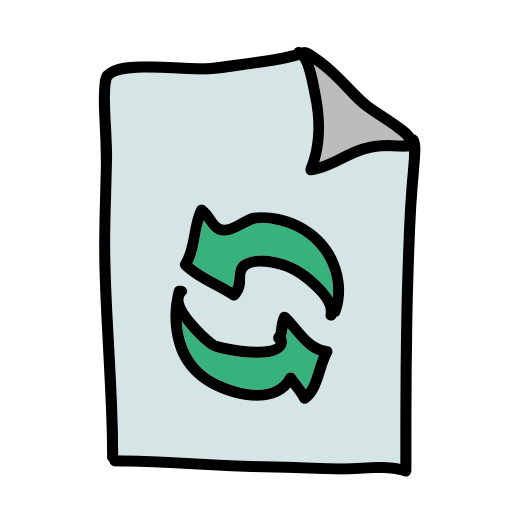 A paper with a green recycling symbol on it