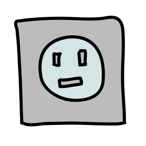A drawing of a face in a square