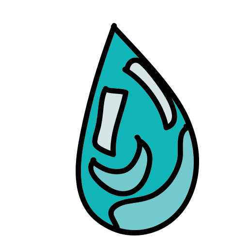 A drop of water with the letter j on it