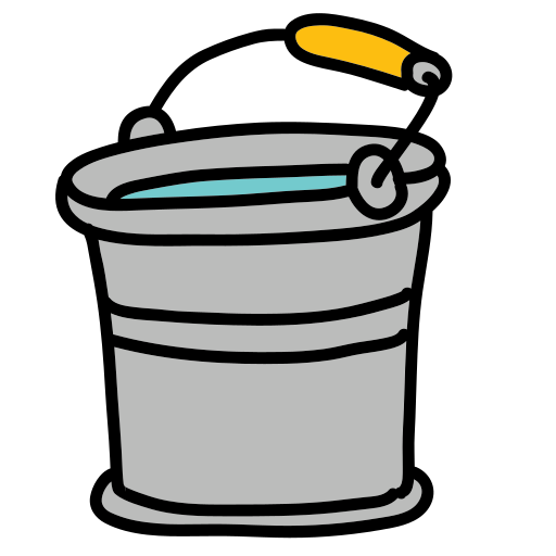 A bucket with a toothbrush in it