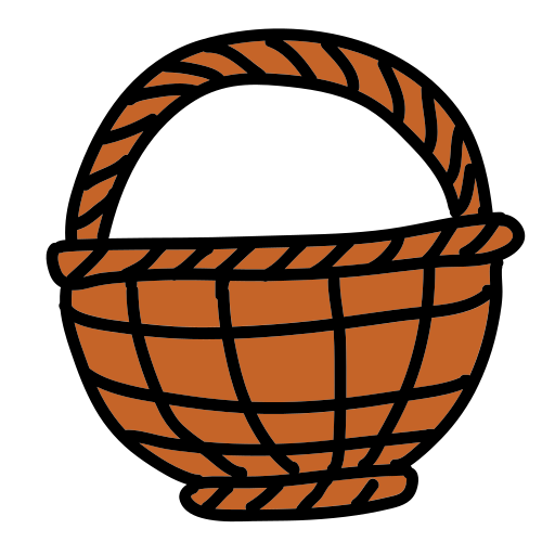 A brown basket with a rope around it