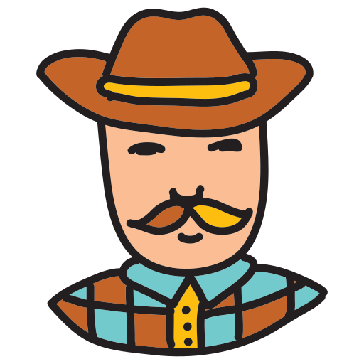 A drawing of a man with a mustache and a hat