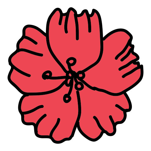 A drawing of a red flower on a white background