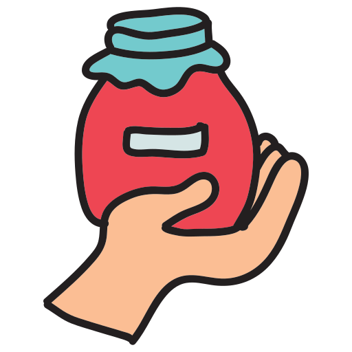 A hand holding a jar filled with liquid