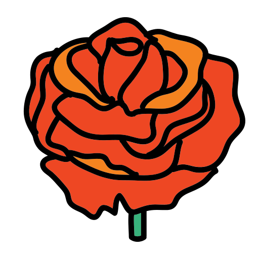 A drawing of a red rose on a white background