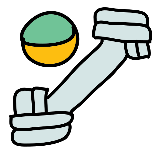 A white and green ball and a white and yellow ball