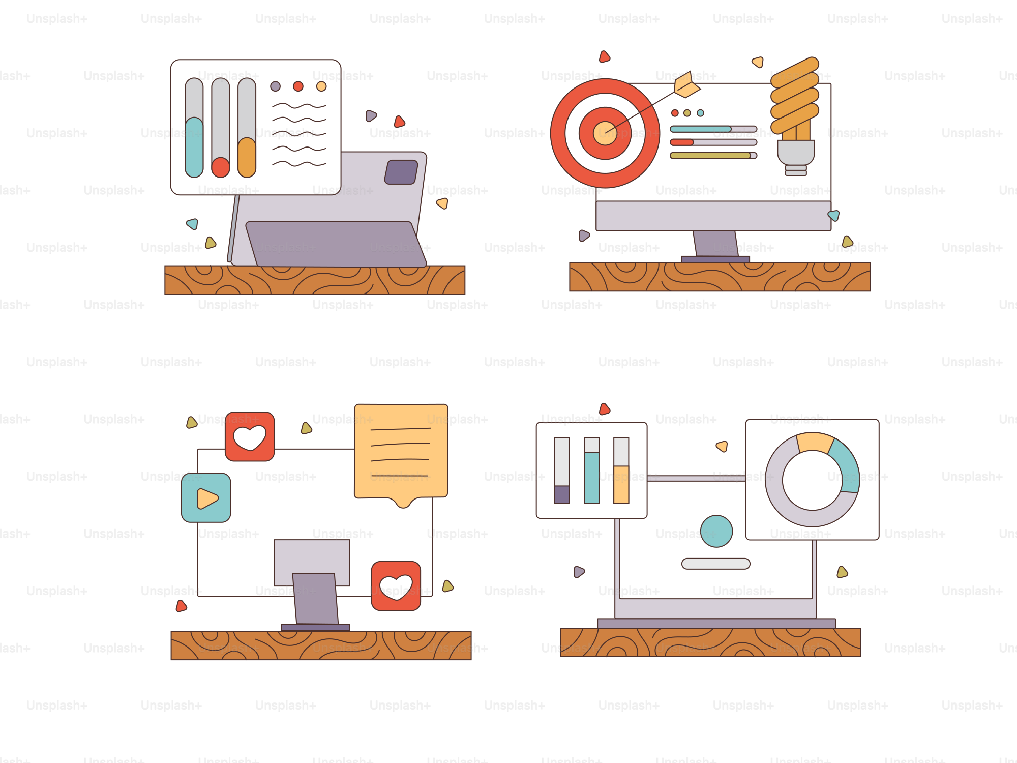 A set of four different types of computers