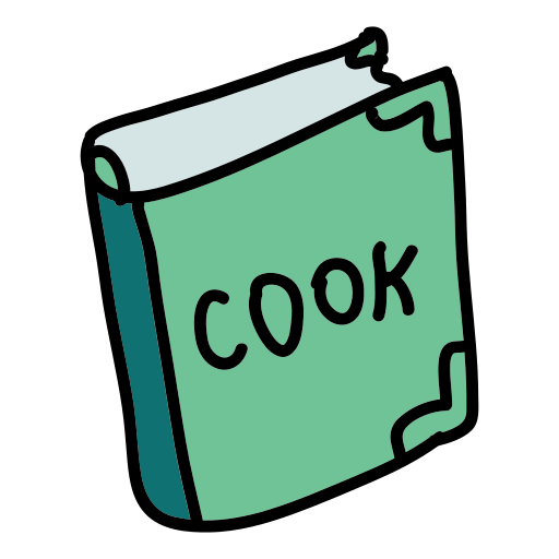 A book with the word cook written on it