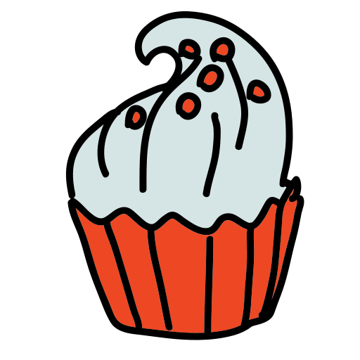 Ein Cupcake mit weißem Zuckerguss und Streuseln