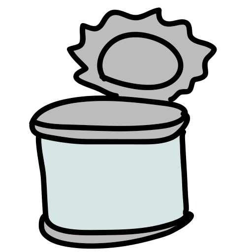 A can of paint with a spool of paint on top of it