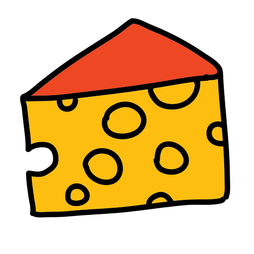 A piece of cheese with a red top