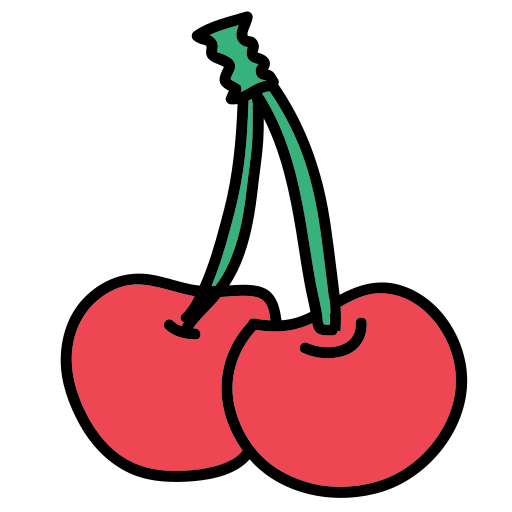 A pair of cherries sitting on top of each other