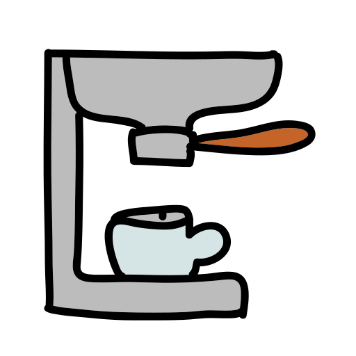 A drawing of a coffee cup and a spoon
