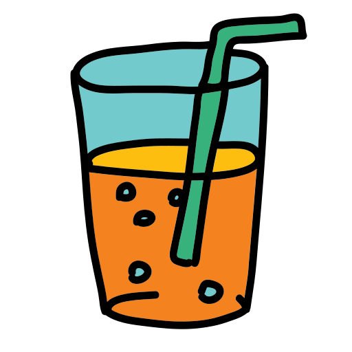 Ein Glas Orangensaft mit grünem Strohhalm