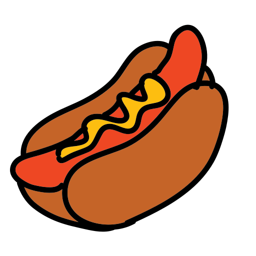 Ein Hot Dog mit Senf und Ketchup drauf