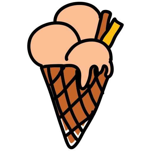 An ice cream cone with three scoops of ice cream