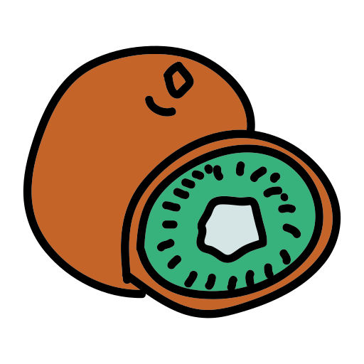 An orange and a kiwi with a white background