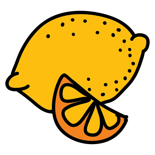 A drawing of a lemon on a white background