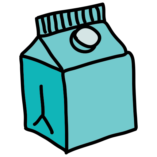 Uma caixa azul de leite com tampa branca