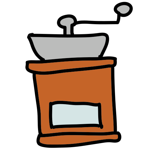 A drawing of a coffee grinder on a white background