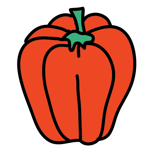 A drawing of a red bell pepper