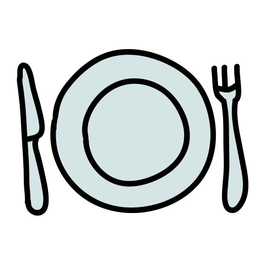 A plate with a fork and knife on it