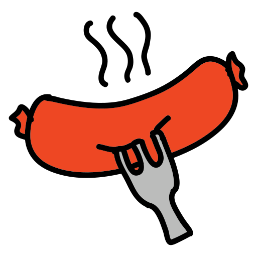 A hot dog on a fork with steam coming out of it