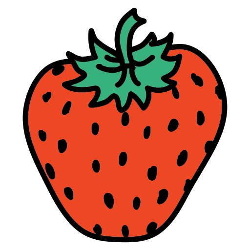 A drawing of a strawberry on a white background