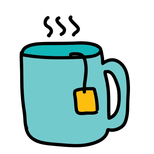 A blue mug with a yellow tag on it