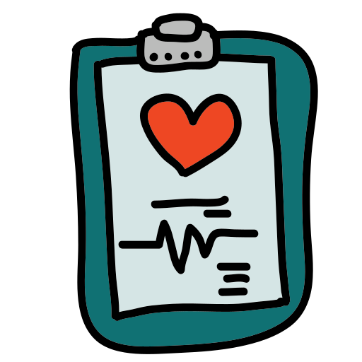 A clipboard with a heart on it