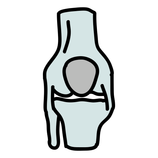 A drawing of a knee with a person in it