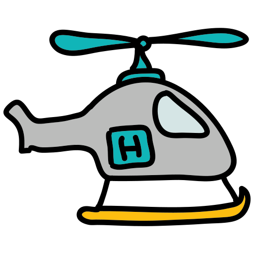 A gray helicopter with a yellow bottom