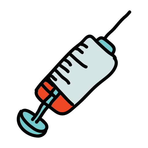 A cartoon of a baby bottle with a needle sticking out of it