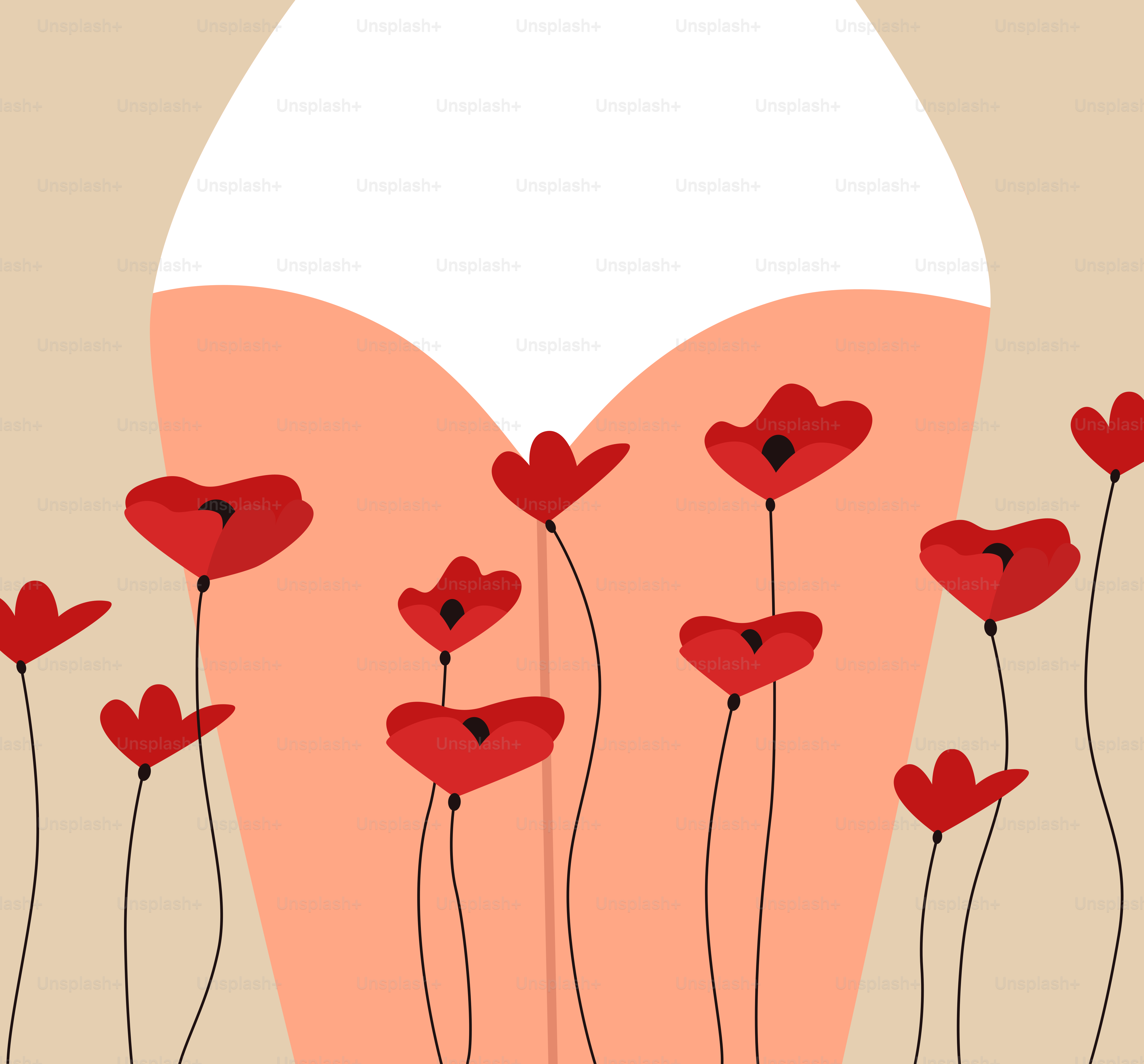 A woman's butt with red flowers growing out of it
