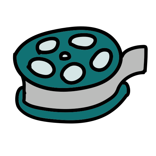 A drawing of a green and gray object