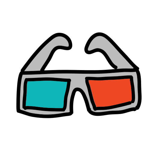 A pair of 3D glasses with red and blue glasses