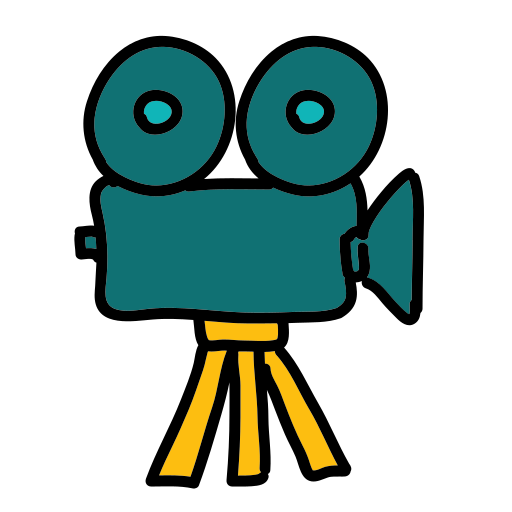 Un dibujo de una cámara de cine