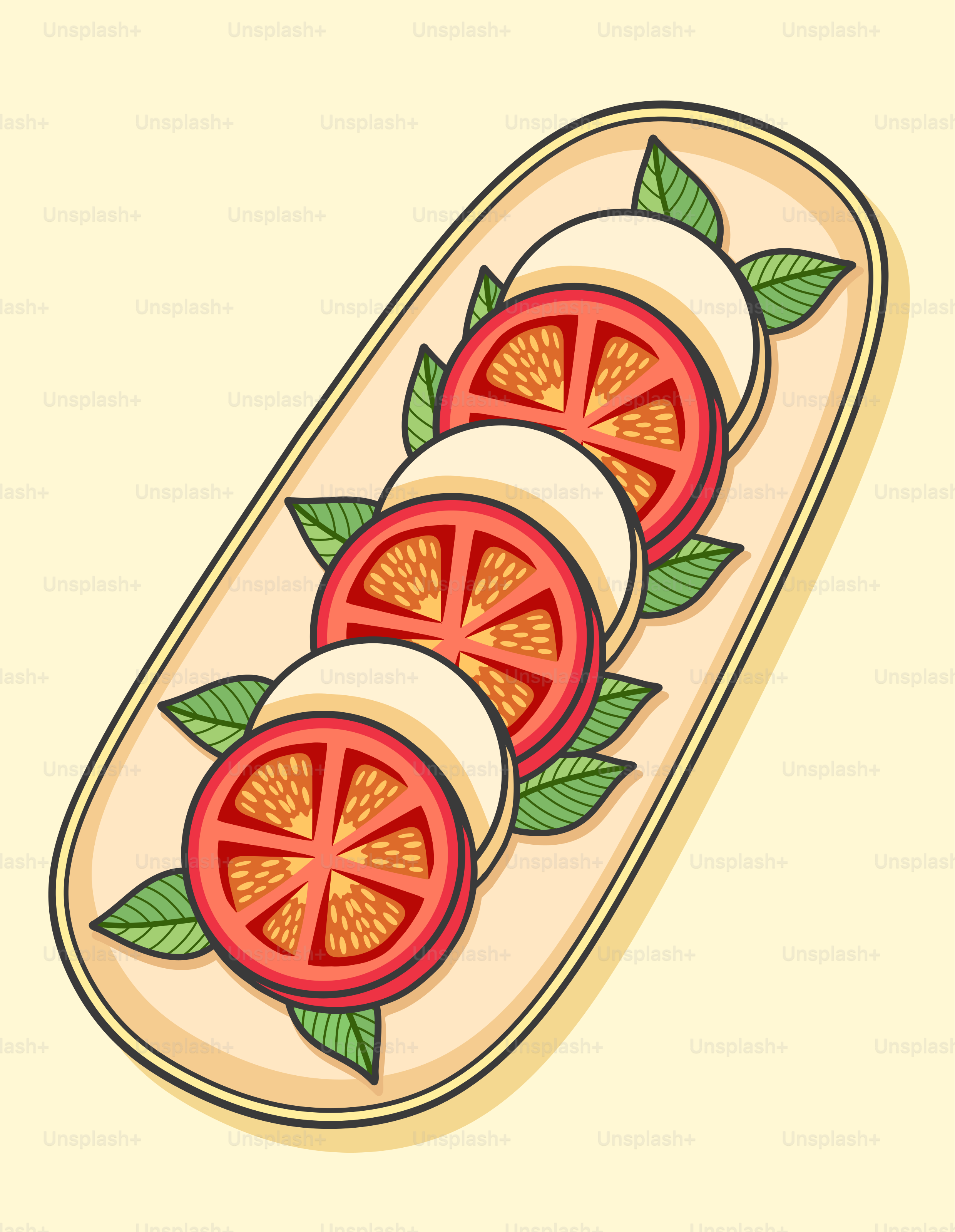 A plate of sliced tomatoes with leaves on it