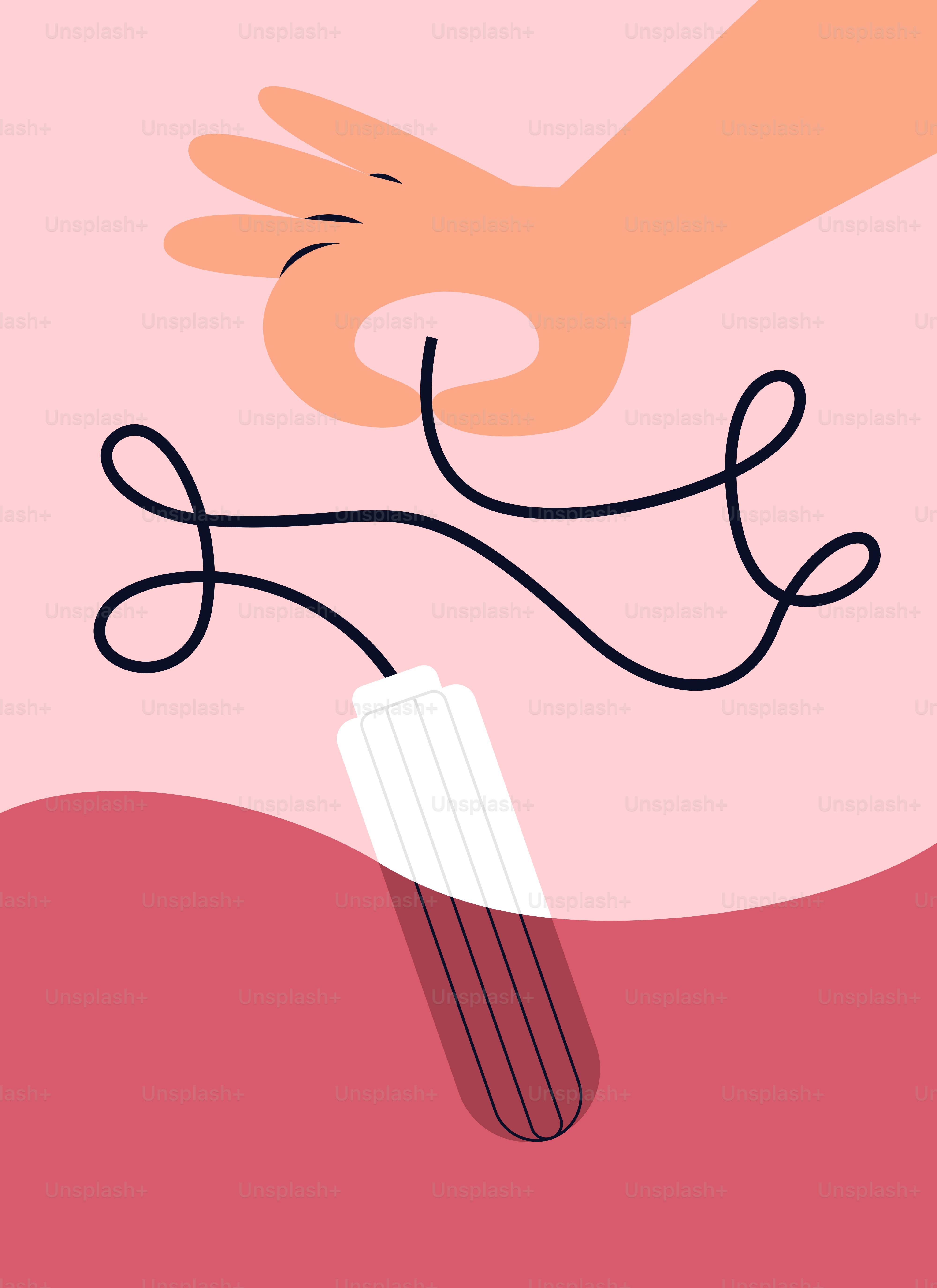 A drawing of a person's hand holding a string