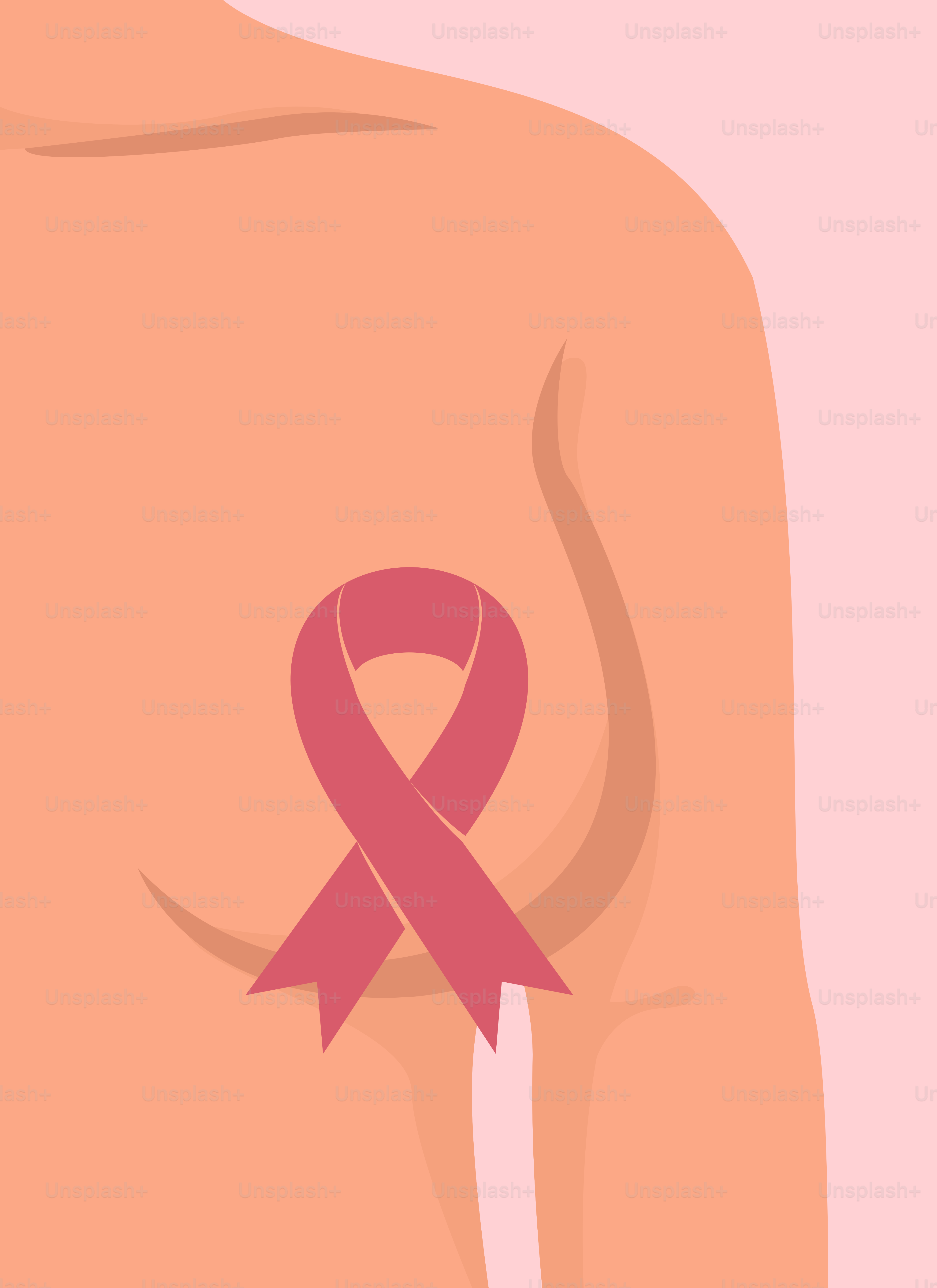 A breast with a pink ribbon on it