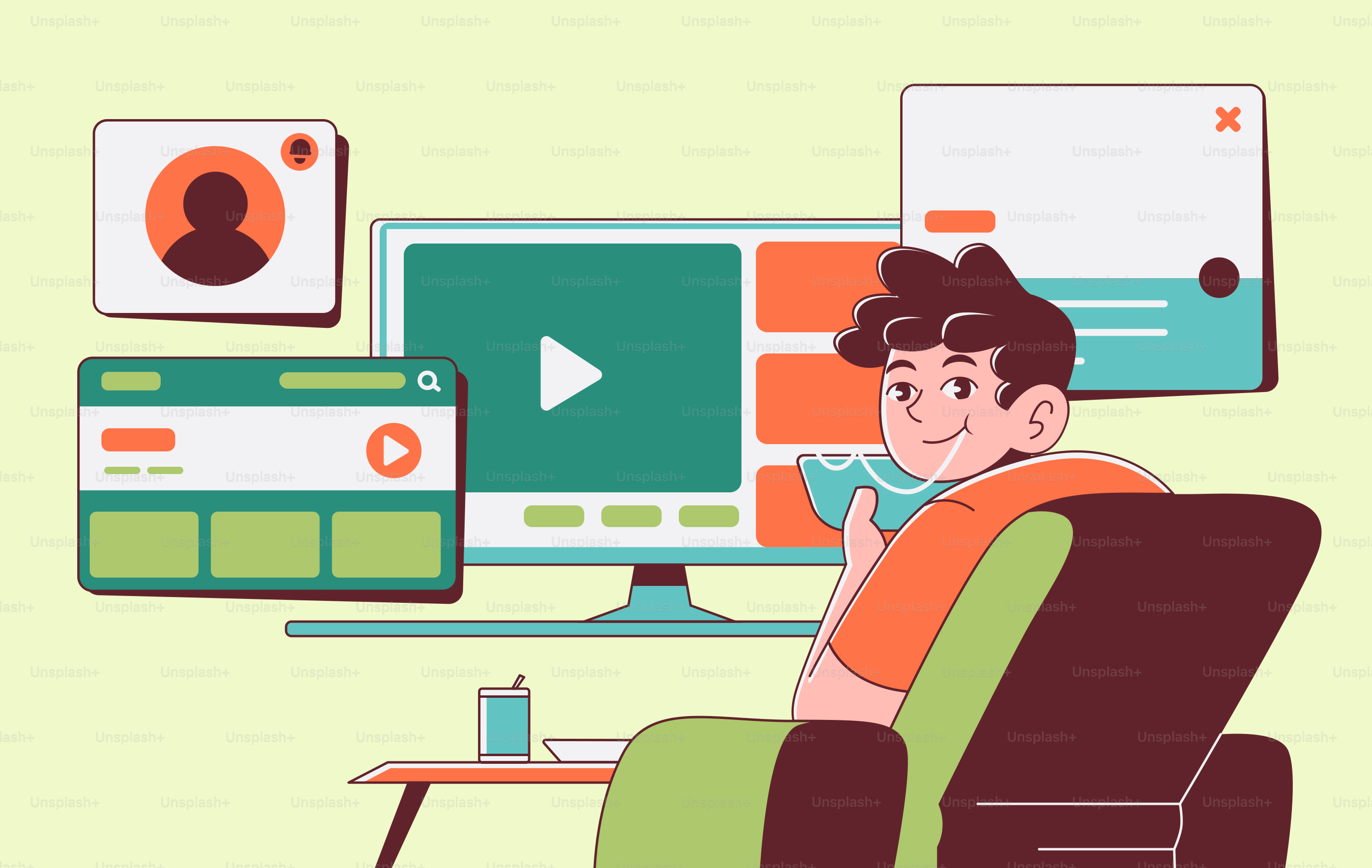 A woman sitting in a chair in front of a computer