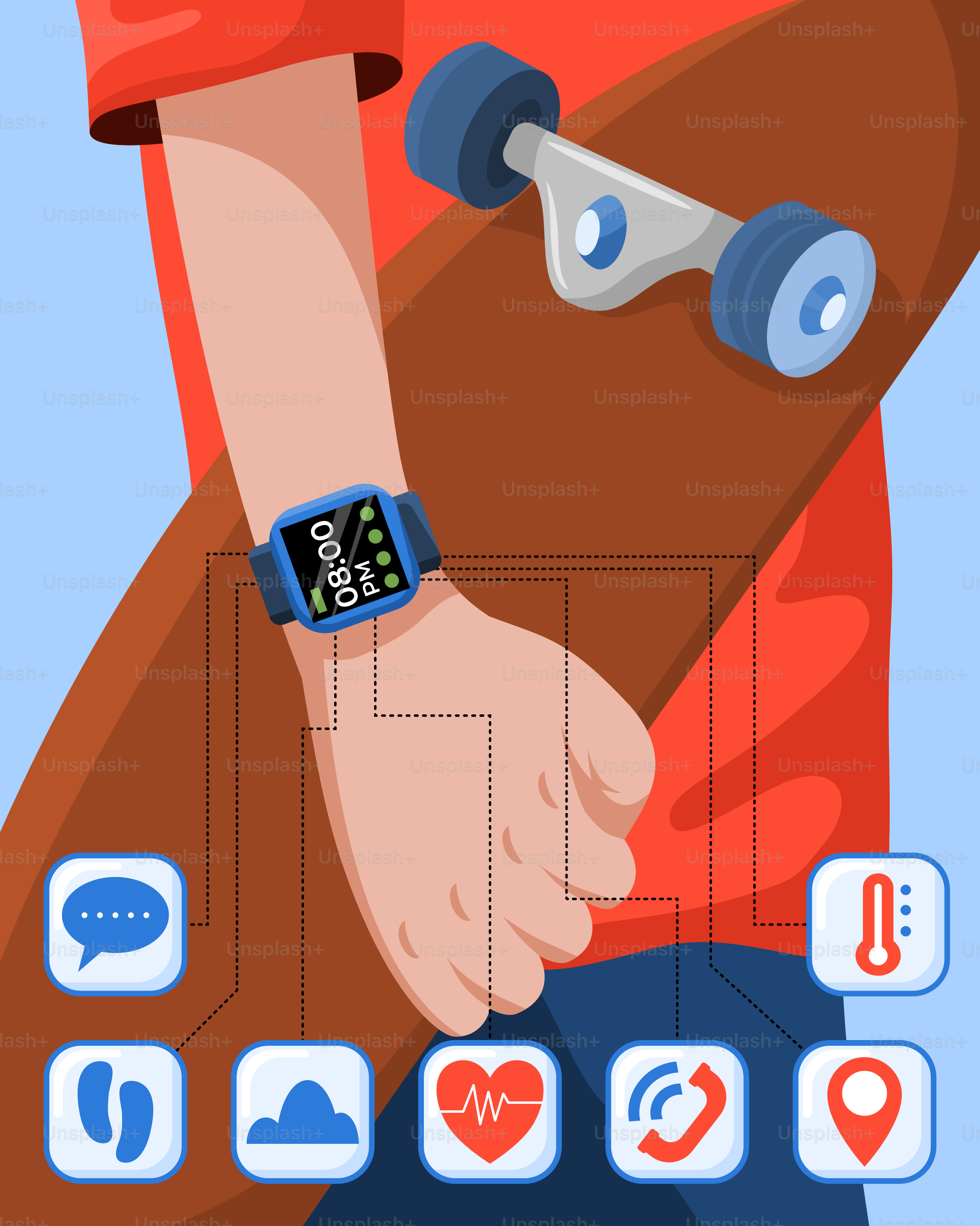 Une personne avec une montre connectée au poignet