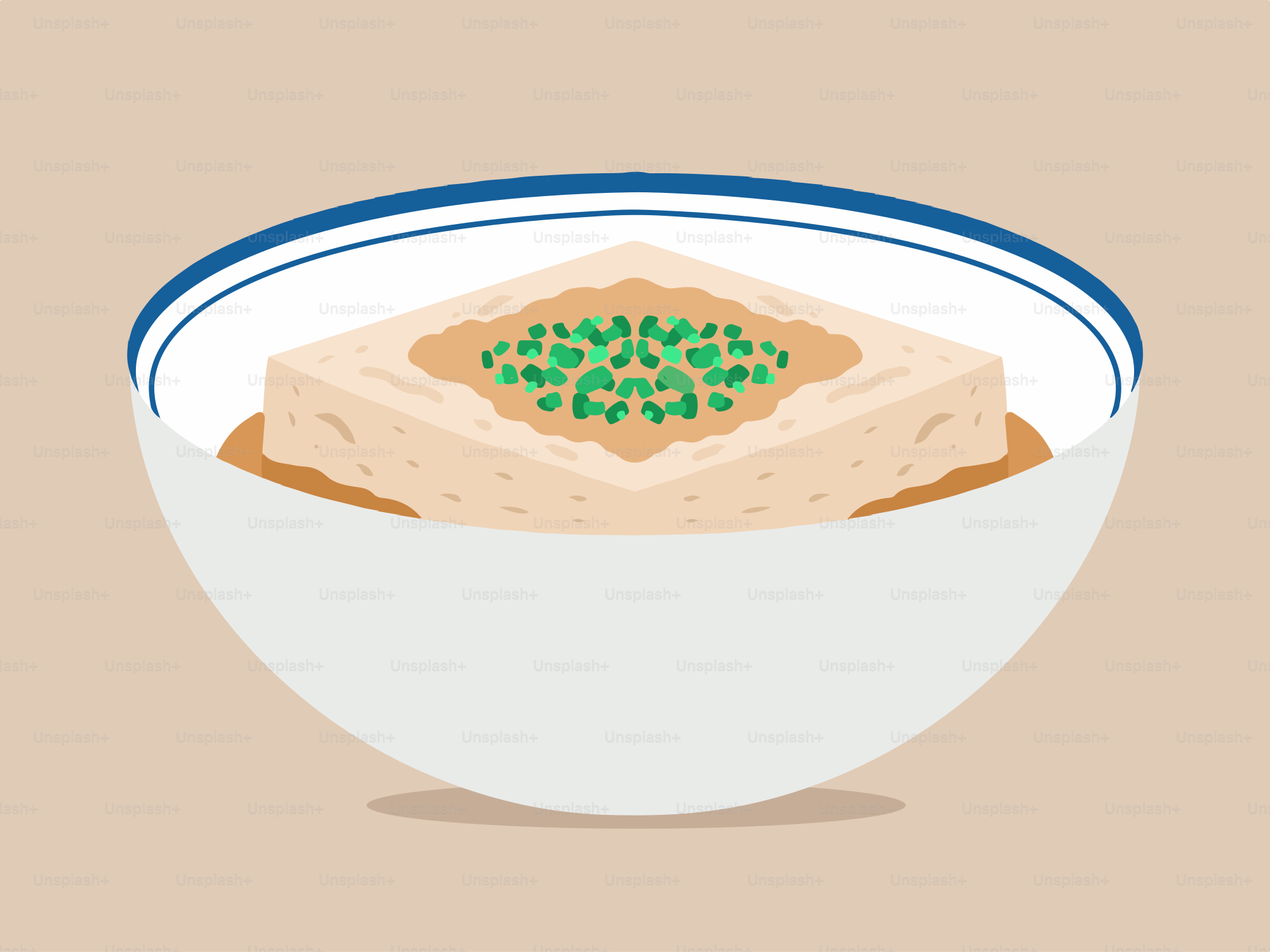 A bowl of soup with a green topping