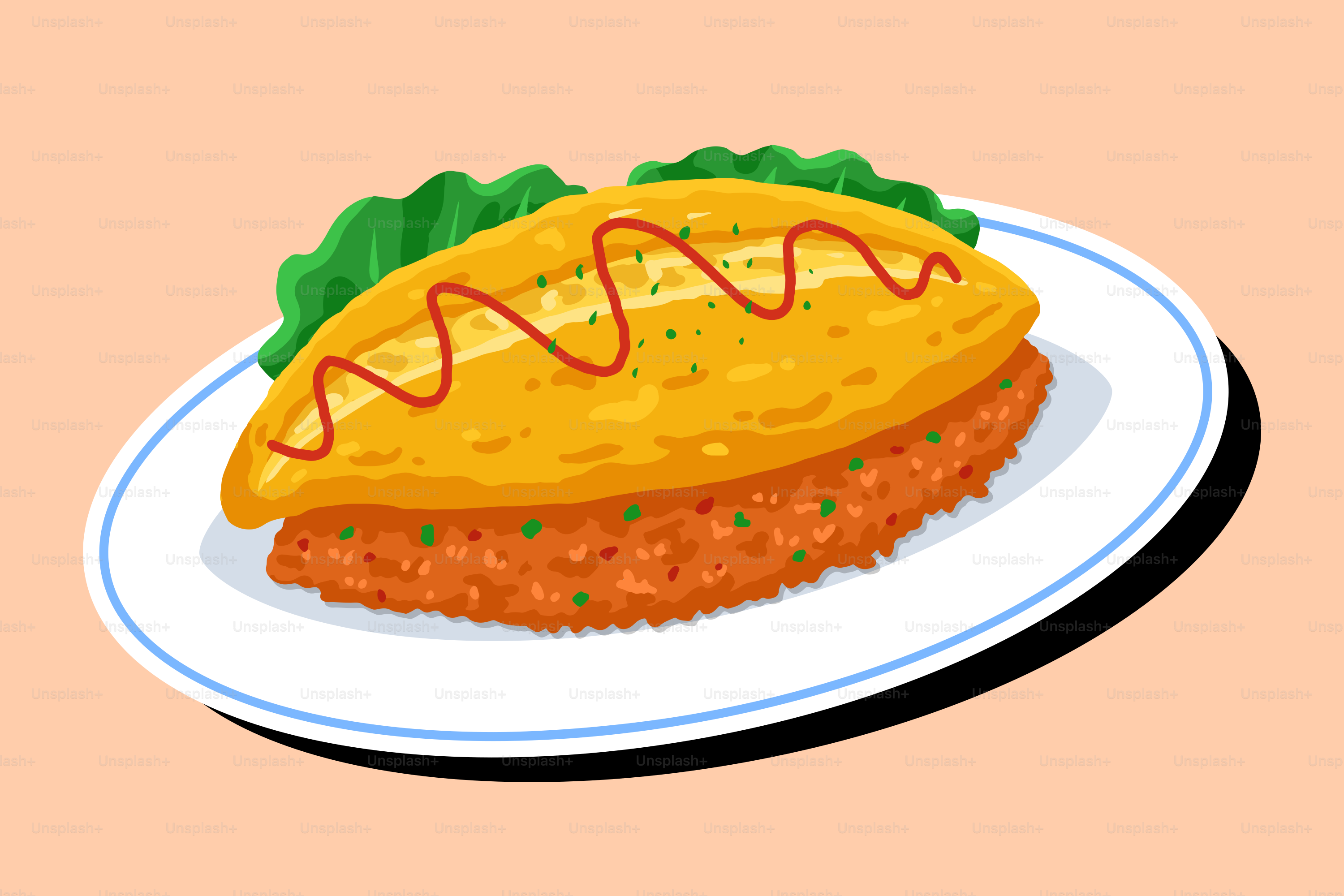 A taco on a plate on a pink background