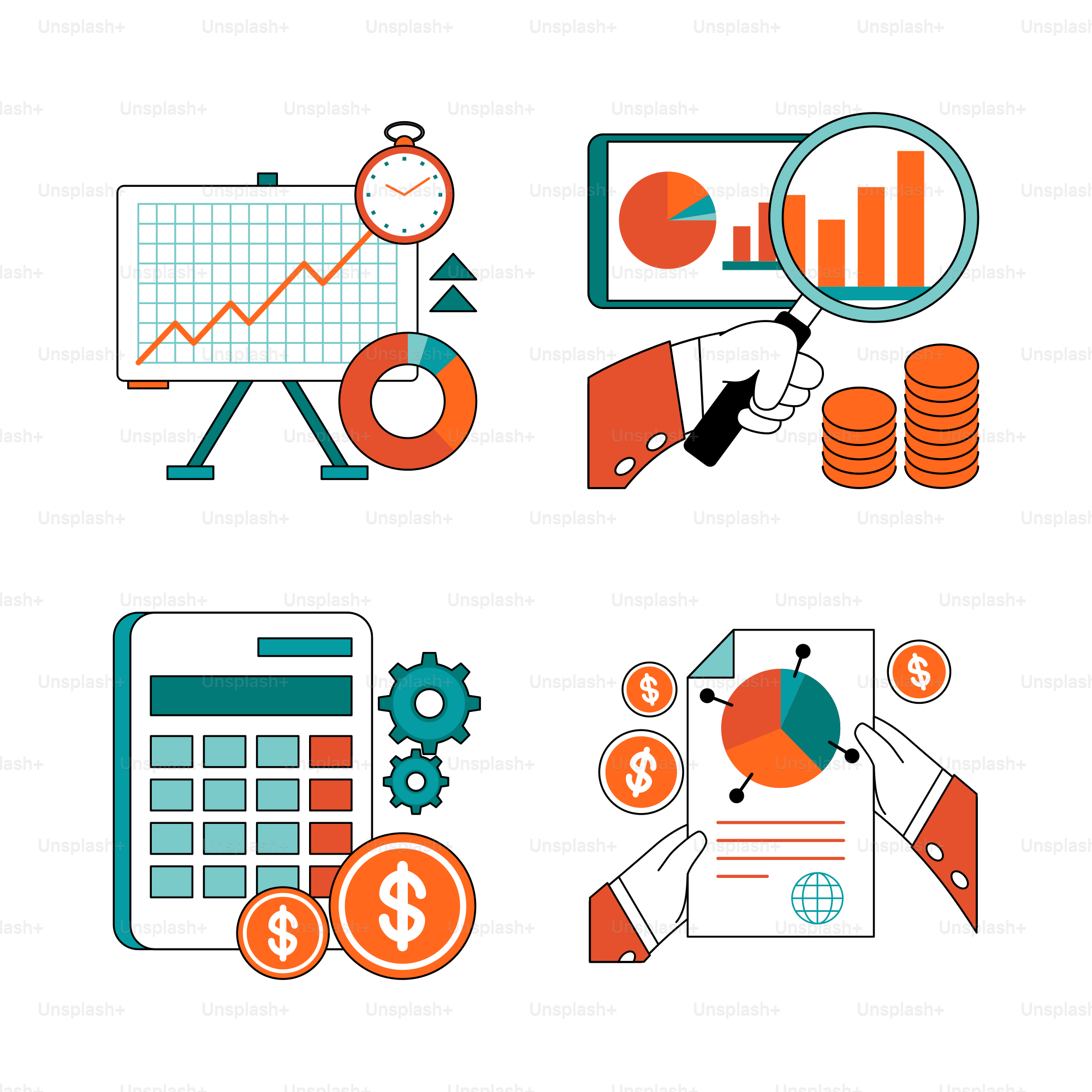 비즈니스 및 금융 아이콘 세트 벡터 – Unsplash의 사업 이미지